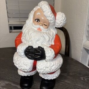 Winking Santa Claus St Nick Atlantic Ceramic Mold Christmas hand painted 14"Vtg